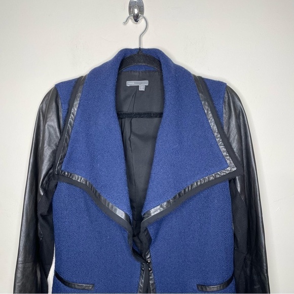 Vince Boucle Knit Lambskin Leather Drape Moto Jacket sz8 - Picture 8 of 15